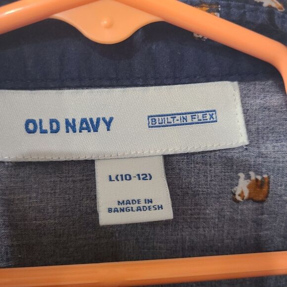 Old Navy Boys Navy Blue Shirt with Dogs - Picture 3 of 4
